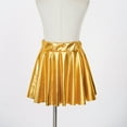 thumbnail image 3 of Raenseen Kids Girls Shiny Metallic Pleated A-Line Mini Skirts Ballet Dance Skirts Athletic Scooter Skater Skorts A Gold 10-12, 3 of 7