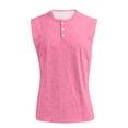 thumbnail image 3 of Casual Sleeveless T Shirts for Men Vintage Polo Tank Tops Summer Muscle Shirts No Sleeve Cut Off Henley Shirt Pink L, 3 of 5