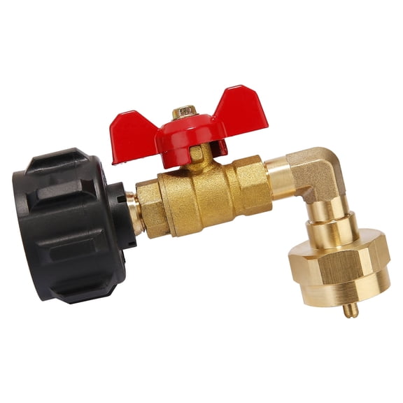 Roastove QCC1 Propane Refill Elbow Adapter, 90 Degrees Propane Refill Pressure Adapter Coupler with ON-Off Control Valve, for Camping Grill 1LB Bottle Tank 20~40LBS Cylinder
