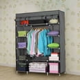 thumbnail image 6 of [New Item] Closet Shelves, Portable Non-Woven Fabric Garment Clothes Wardrobe Closet Organizer Shelf Rack, DIY Armoire Storage with Hanging Rod (5 Layer 12 Compartment)-Gray, 6 of 14
