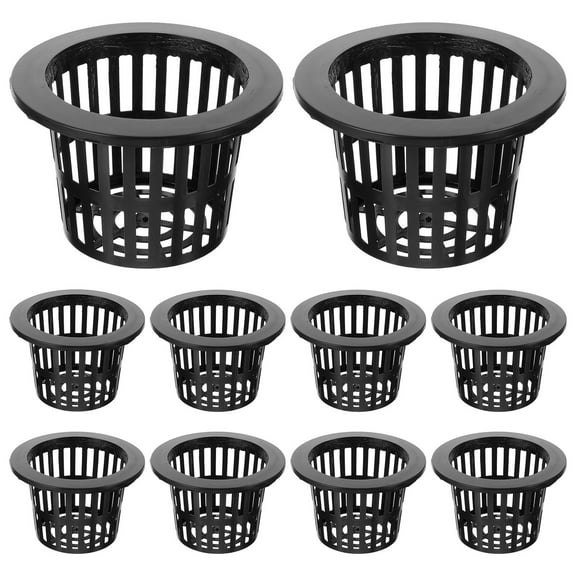 Supvox 10Pcs Plastic Orchid Pot Hydroponic Pots with Netted Slotted Sides Black for Indoor Outdoor Gardening