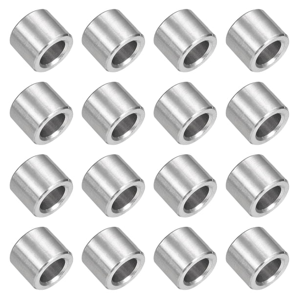 16 piezas espaciador de acero inoxidable 304 3/8" OD x 1/4" ID x 1/4" Longitud (10x6x6 mm) separador de tornillo sin rosca acabado liso espaciador redondo de metal para tornillos y varillas M6
