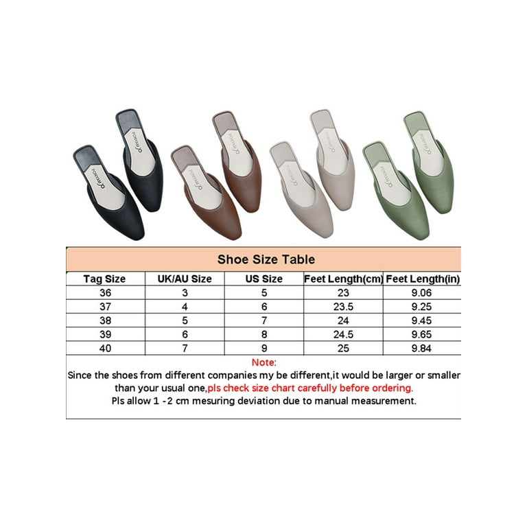 Eloshman Flat Mules Sandals for Women Closed Pointed Toe Slip on