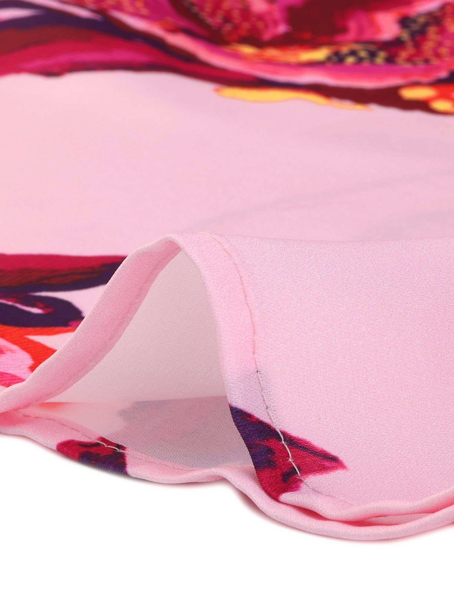 DARING DIVA Women's Plus Size Floral Ruffle Short Sleeves Tie Back V Neck Dress 3X Pink