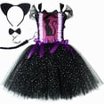 thumbnail image 5 of Disfraz de gato negro con purpurina para niñas, vestido de tul con tutú elegante para fiesta de cumpleaños de carnaval, disfraces de gatitos y animales para Halloween para niños pequeños, 5 of 5