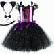 thumbnail image 5 of Disfraz de gato negro con purpurina para niñas, vestido de tul con tutú elegante para fiesta de cumpleaños de carnaval, disfraces de gatitos y animales para Halloween para niños pequeños, 5 of 5