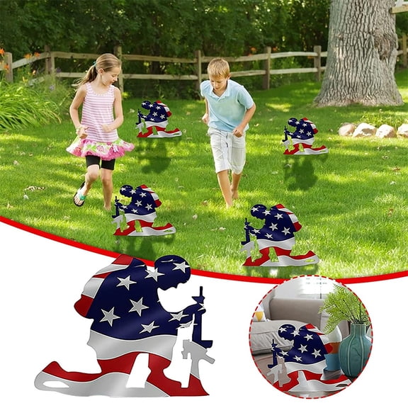 Great Choice 6.88" x 11" American Flag Metal Memory of Soldier Weathered Outdoor Flags & Banners, Durable