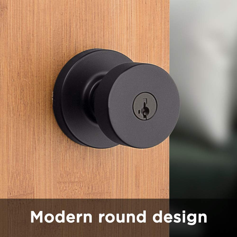 Black Door Knob With Lock & Deadbolt - Heavy Duty Exterior/Interior Door Lock, Pismo Style, 2-3/8" Or 2-3/4" Backset