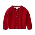 thumbnail image 1 of RKSTN Girls Cardigan Stylish Button Up Solid Color Long Sleeve Crew Neck Versatile Loose Knit Sweaters Coat Top Fall Winter Style 3 Months-3 Years, 1 of 8