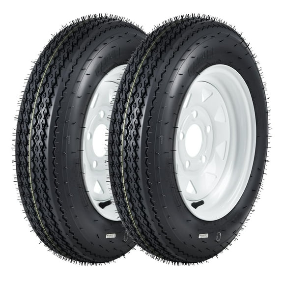 4.80-12 2-Pack railer Tire and Wheel Assembly, Load Range C 6PR, 5 Lug White Spoke Wheel for Utility/Boat/Camper Trailers