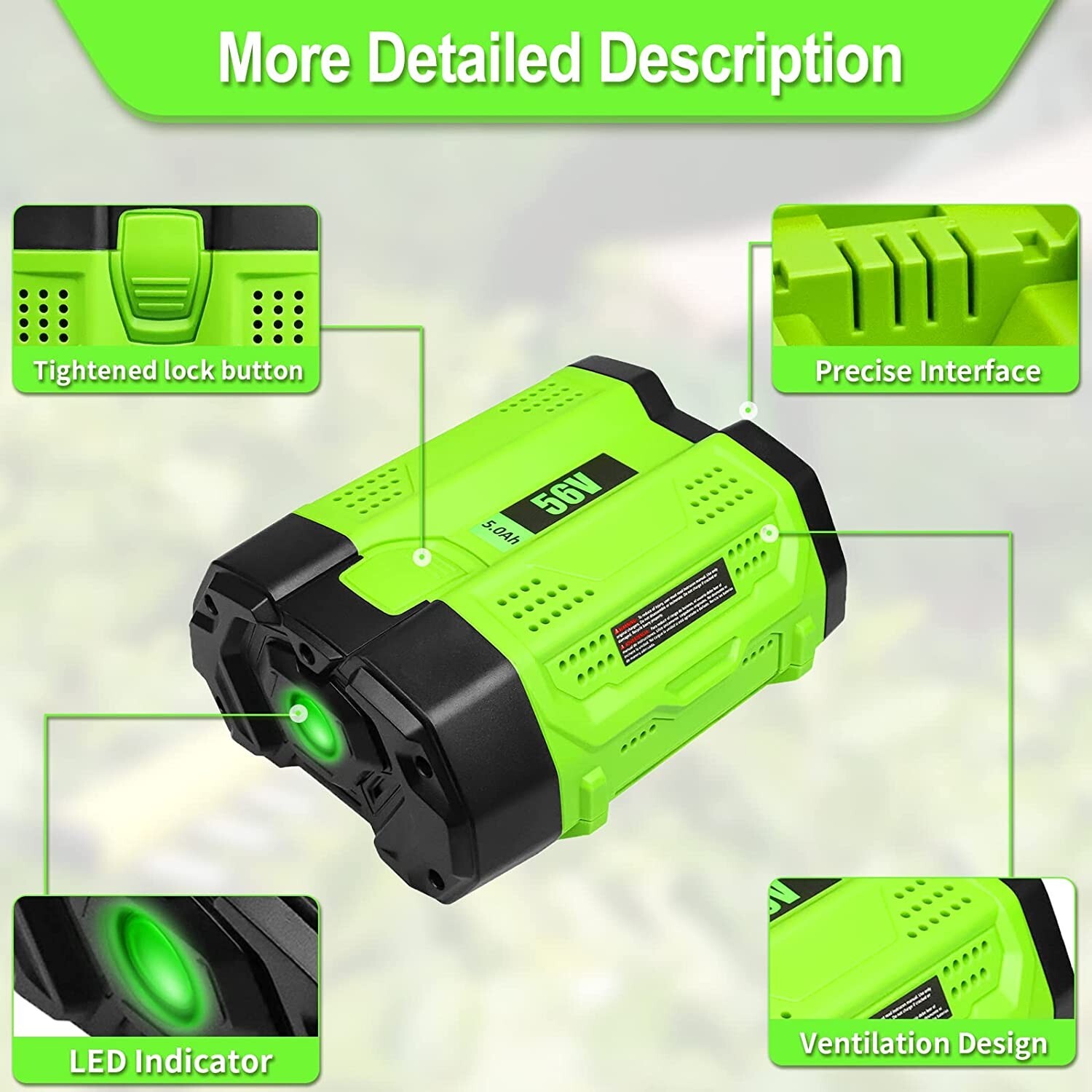 replacement For EGO Battery 56V 5.0Ah BA1400T 56 Volt Tool BA4200 BA2800