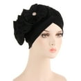 thumbnail image 2 of Odeerbi Turban HeadwrapsWomen Solid Floral India Muslim Ruffle Chemo Hat Headband Head Wraps Turbans Beanie Cap Headwraps Pink, 2 of 3