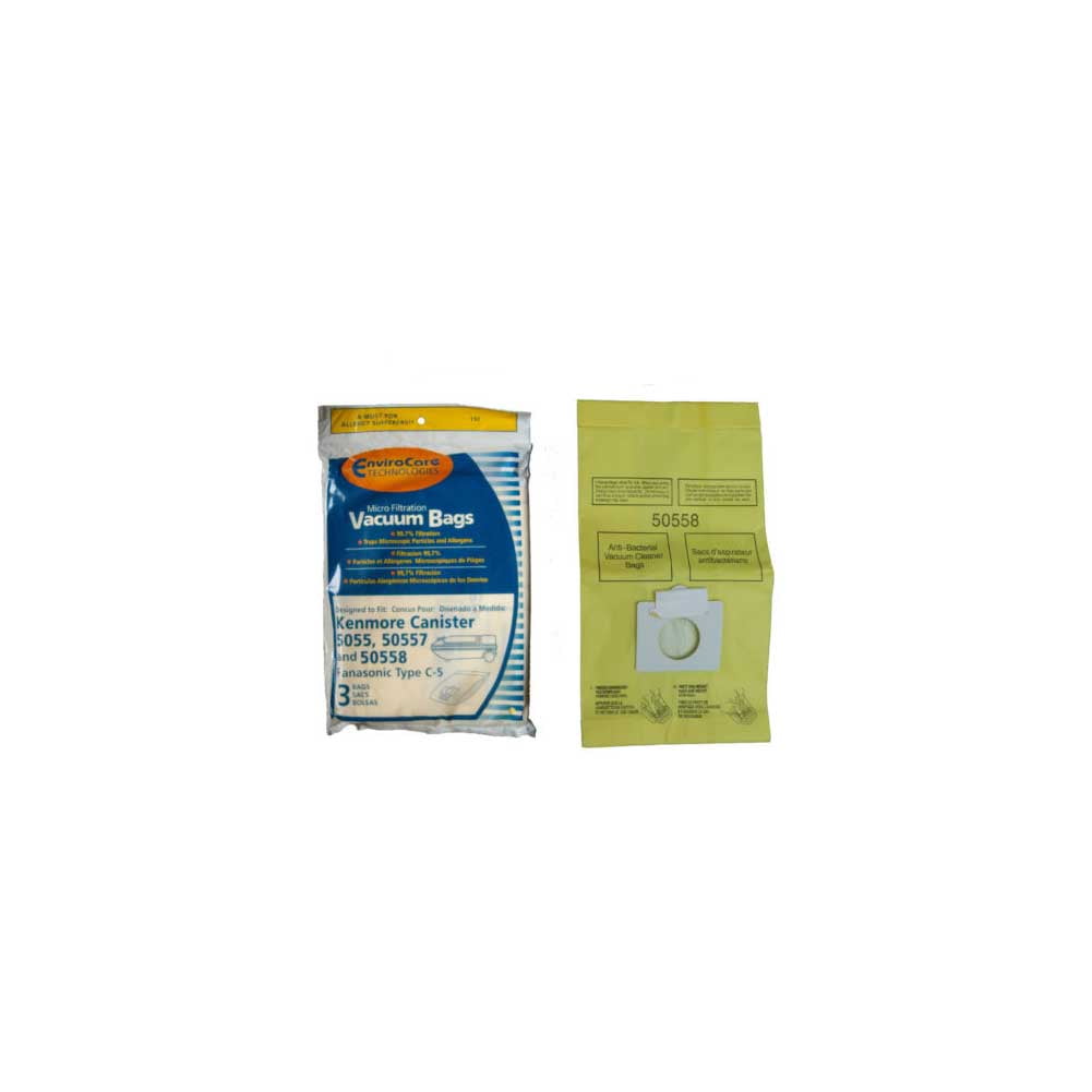 Kenmore 5055&50558 Single Wall Vacuum Bags,Panasonic Style C5 Bags, 3