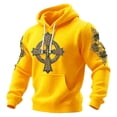 thumbnail image 4 of IWRICH Men's St. Patrick's Day Printed Waffle Knit Hoodie Irish Celtic Cross Shamrock Sweatshirt Yellow XXXL, 4 of 4