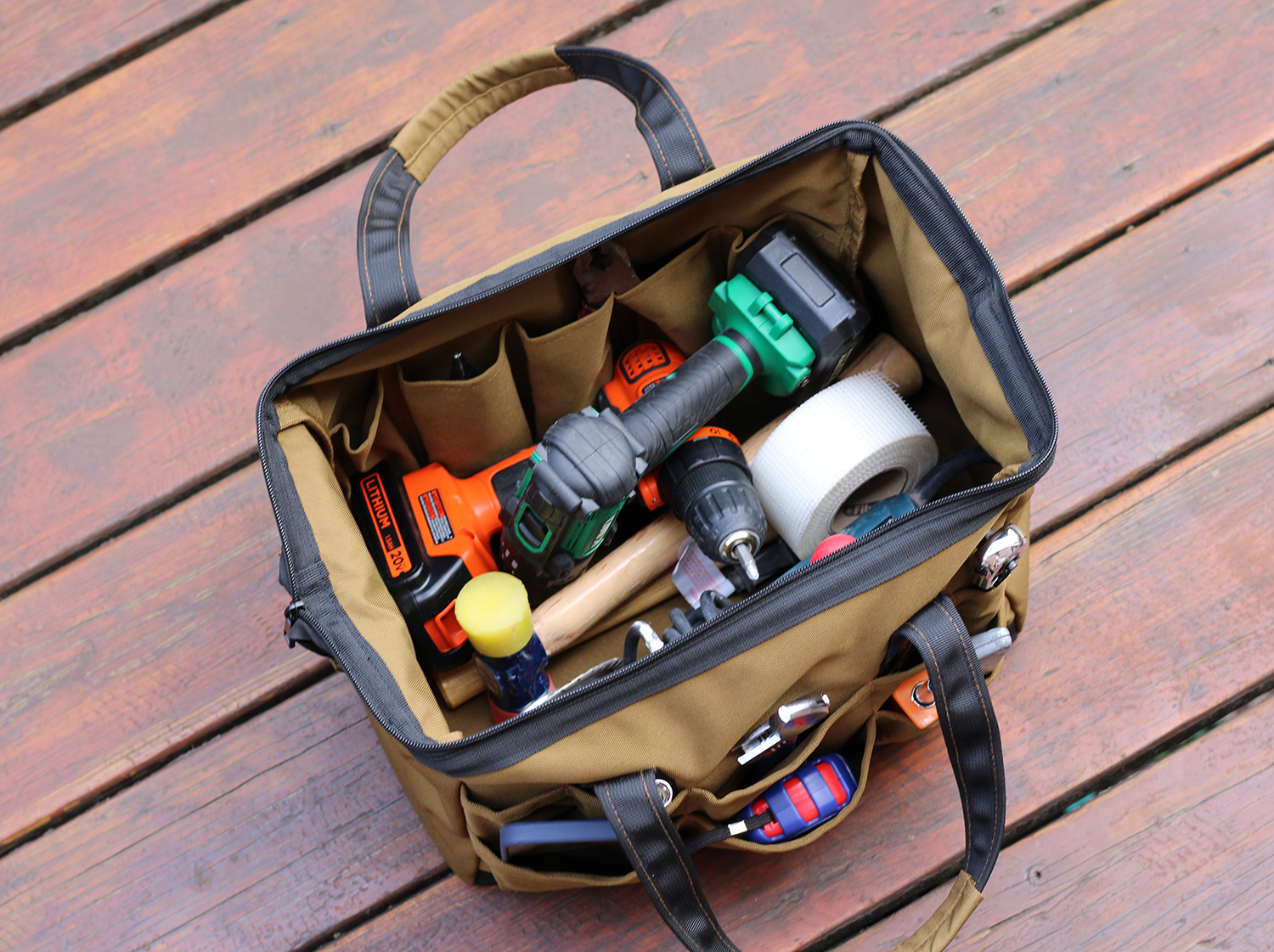 Coreflex Tool Bag, 14inch wide mouth multiple purpose bag for Plumbers, Electricians, Handymen