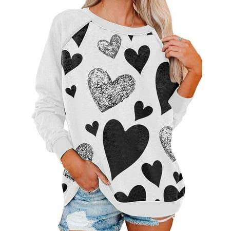 

Hvyesh Love Sweatshirt Love Sweater Valentine s Day Gift for Her Love Gift Idea for Women Valentines Day Sweatshirt Spring Love Top Black shirts for women XL