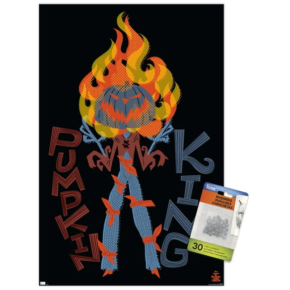 Disney Tim Burton's The Nightmare Before Christmas - Pumpkin King Wall Poster with Push Pins, 14.725" x 22.375"