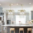 thumbnail image 5 of DWVO Square Crystal Chandeliers, Kitchen Island Lighting Pendant Light Fixtures,Crystal Ceiling Light for Bedroom Hallway Living Room,E26 Base,Gold, 5 of 5
