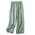 thumbnail image 7 of HomeDM Capris Pants for Women Wide Leg Pants with Pockets High Waisted Green Lounge Work Trousers Size S, 7 of 7