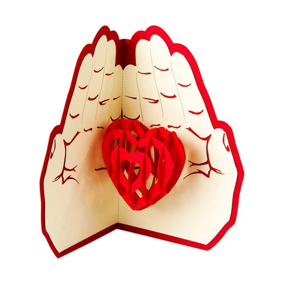 OFFIGAM Red Handmade Greeting Card with Automatic Smooth Cutting for Holiday Messages