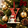 thumbnail image 6 of Qjidjing Snowman Alphabet Letter Ornaments for Christmas Tree, 3.15 inch, Red Xmas Hanging Decor, 2D Acrylic Pendants for Home Party , Letter Y, 6 of 6