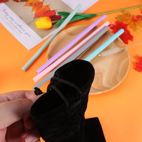 OFFIGAM drinking straw Food Grade Silicone Reusable Assorted Color 8pcs/Set