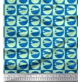 thumbnail image 1 of Soimoi Satin Silk Fabric Circle & Airplane Transport Fabric Prints by Yard 42 Inch Wide, 1 of 3