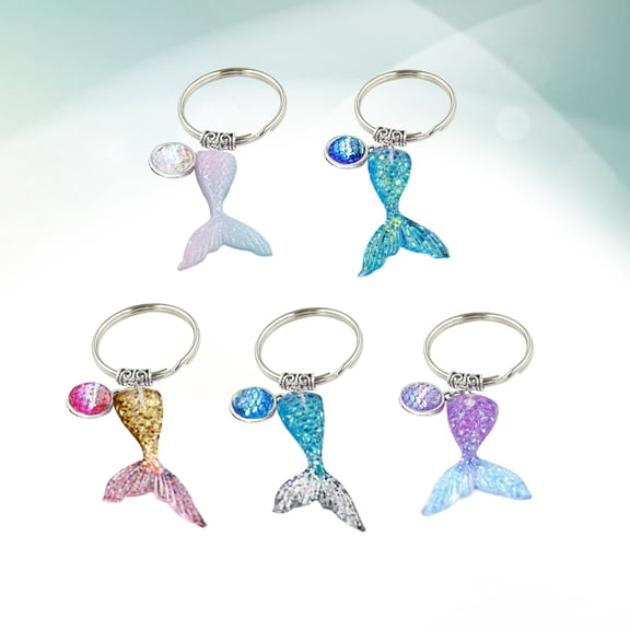 HONITANO 5Pcs Key Chain Hanging with Mermaid Tail Design in Assorted Colors and Sturdy Construction
