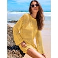 thumbnail image 6 of ANRABESS Womens Swimsuit Cover Up Crochet Long Sleeve Mesh Knit Summer Beach Dress Sheer Hollow Out Bathing Suit Coverup, 6 of 11