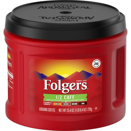 Folgers Half Caff Ground Coffee, Medium Roast,