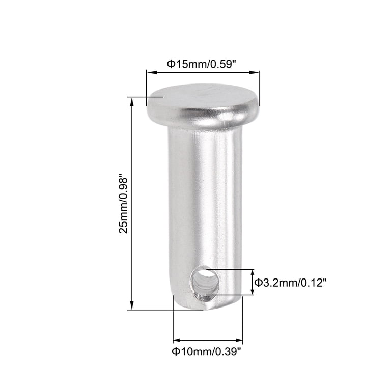 Uxcell 4-Pack Single Hole Clevis Pins – 10mm X 25mm Flat Head 304 Stainless Steel Link Hinge Pins, Corrosion-Resistant Fasteners For Machinery & DIY