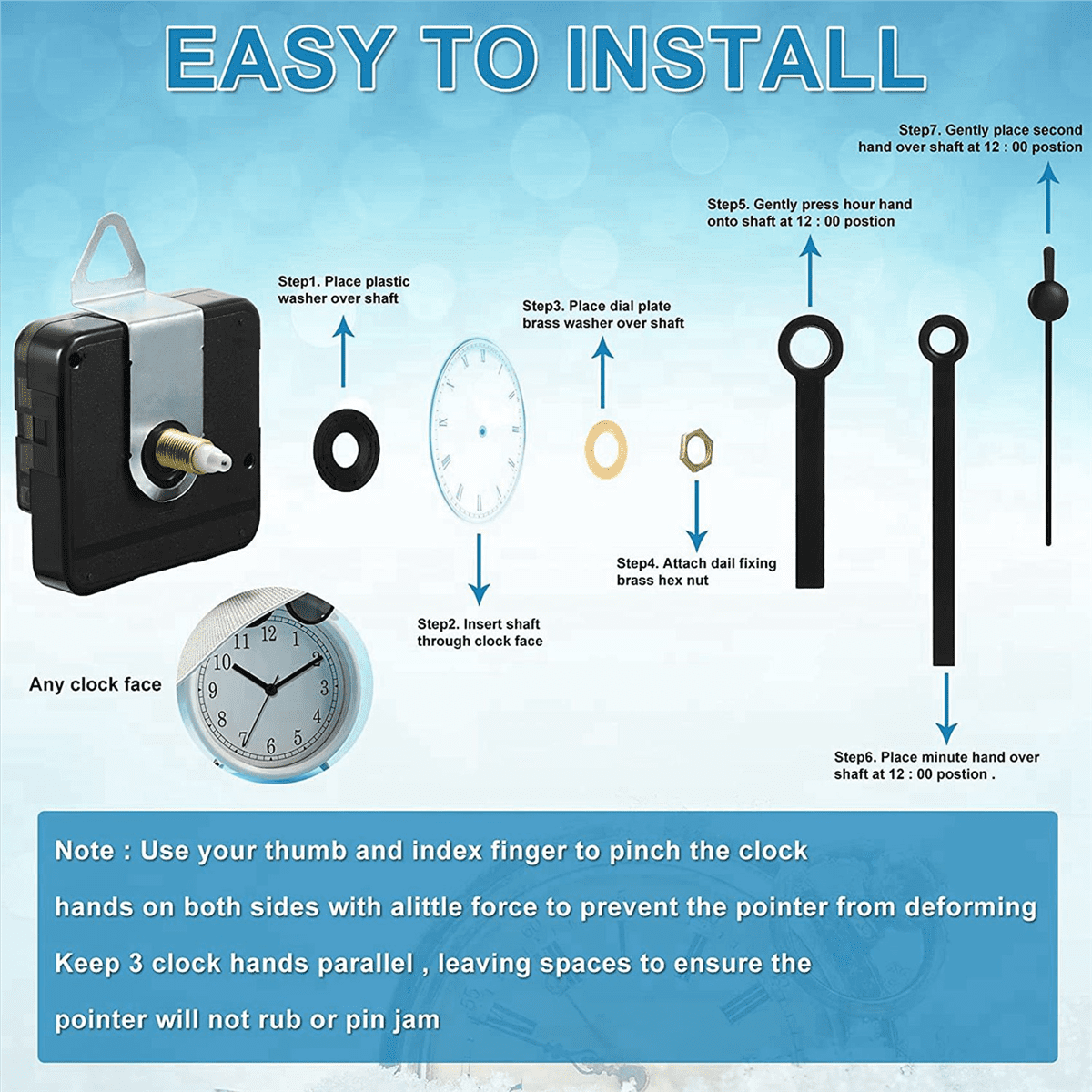 20 Pcs Clock Movement Mechanism Parts Silence Quartz DIY Wall Clock with 28 Different Pairs Clock Hands Replacement Kit