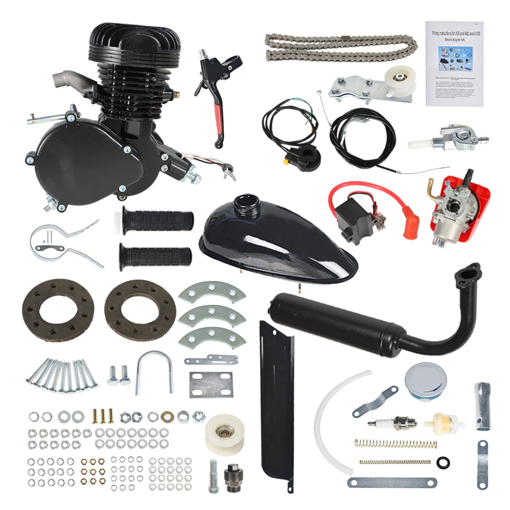 ALL-CARB 2-Stroke Black 100cc Bicycle Motor Kit Bike Motorized Petrol Gas Engine Set New