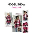 thumbnail image 2 of ONLYSHE Women Shacket Jacket Blouse with Pockets Flannel Plaid Top Shirt Coat Lapel Long Sleeve Tartan Outerwear, 2 of 5