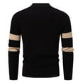 thumbnail image 4 of Mens Color Block Pullover Sweater 2025 Stand Collar Oversized Knit Long Sleeve Casual Slim Fit Fall Winter Fashion Knitwear Modern Textured Streetwear Top, 4 of 8