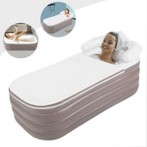 152cm Portable Inflatable Bathtub Adult Folding Bathroom Blow Up Bath Tub Spa Lotus Root Pink