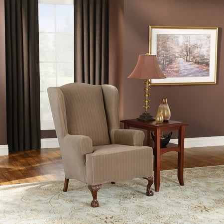 Sure Fit Stretch Chair Slipcover, Greek Key Black