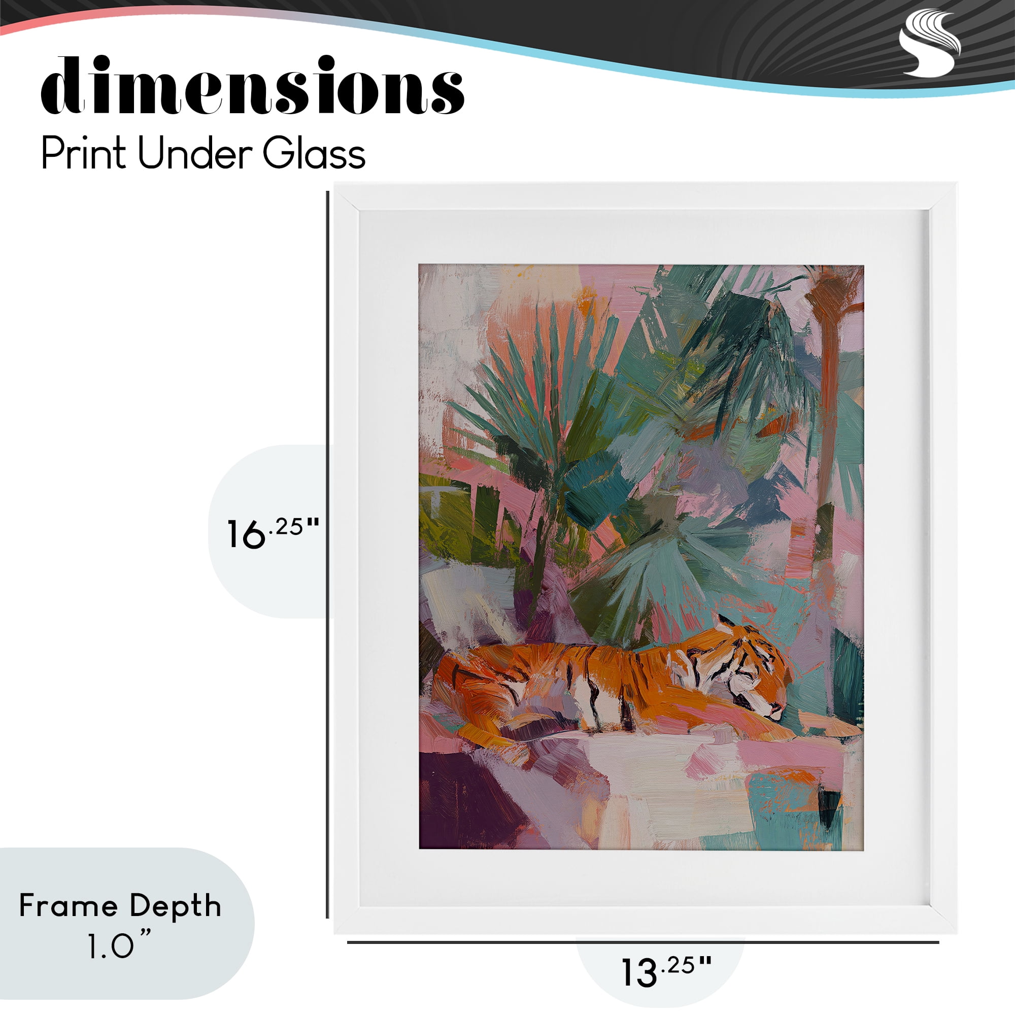 Stupell Industries Resting Tiger Beneath Leaves White Framed Print Under Glass, design by Svetlana Aleynikova