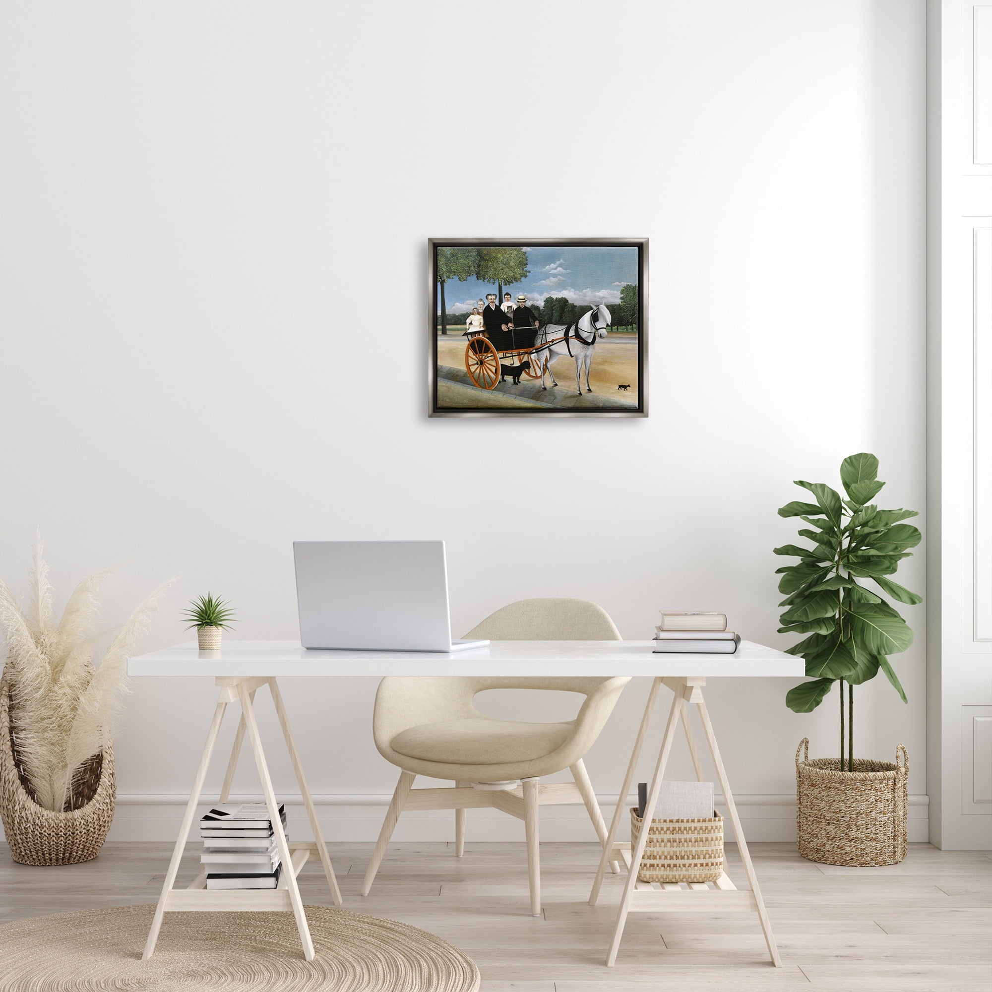 Stupell Industries La Carriole du pere Junier Henri Rousseau Painting Painting Luster Gray Floating Framed Canvas Print Wall Art, Design by one1000paintings