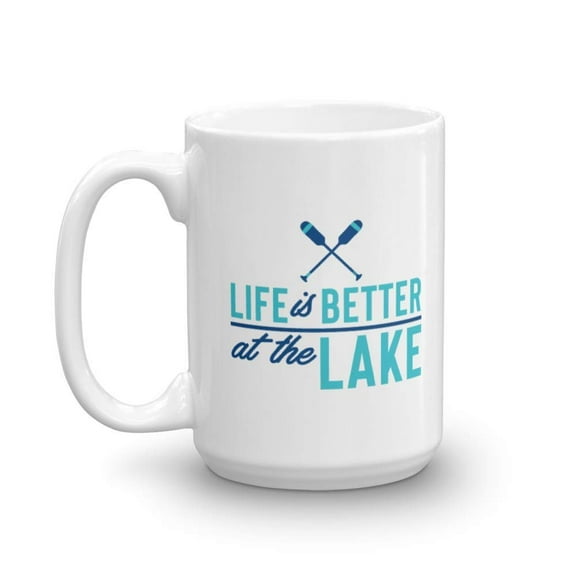Life Is Better At The Lake Summer Time Vacation Coffee & Tea Gift Mug For Kayak Enthusiasts & Boat Owners (15oz)