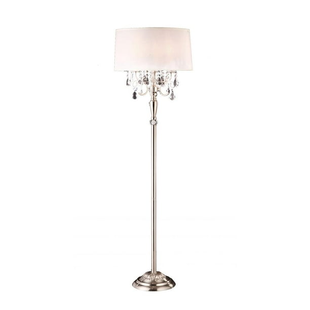 62 In Crystal Silver Floor Lamp, Floor Lamp With Crystal Drops