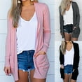 thumbnail image 1 of Eryao Cardigan à Manches Longues pour Femmes, Mi-Long, Décontracté, Couleur Unie, avec Poches, Gris Foncé, S, 1 of 10