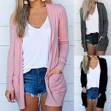 Cardigans for Women 2025 Fall Open Front Cardigan Coat Casual Lightweight Long Sleeve Solid Tops Blouses with Pockets, 2025 Clearance