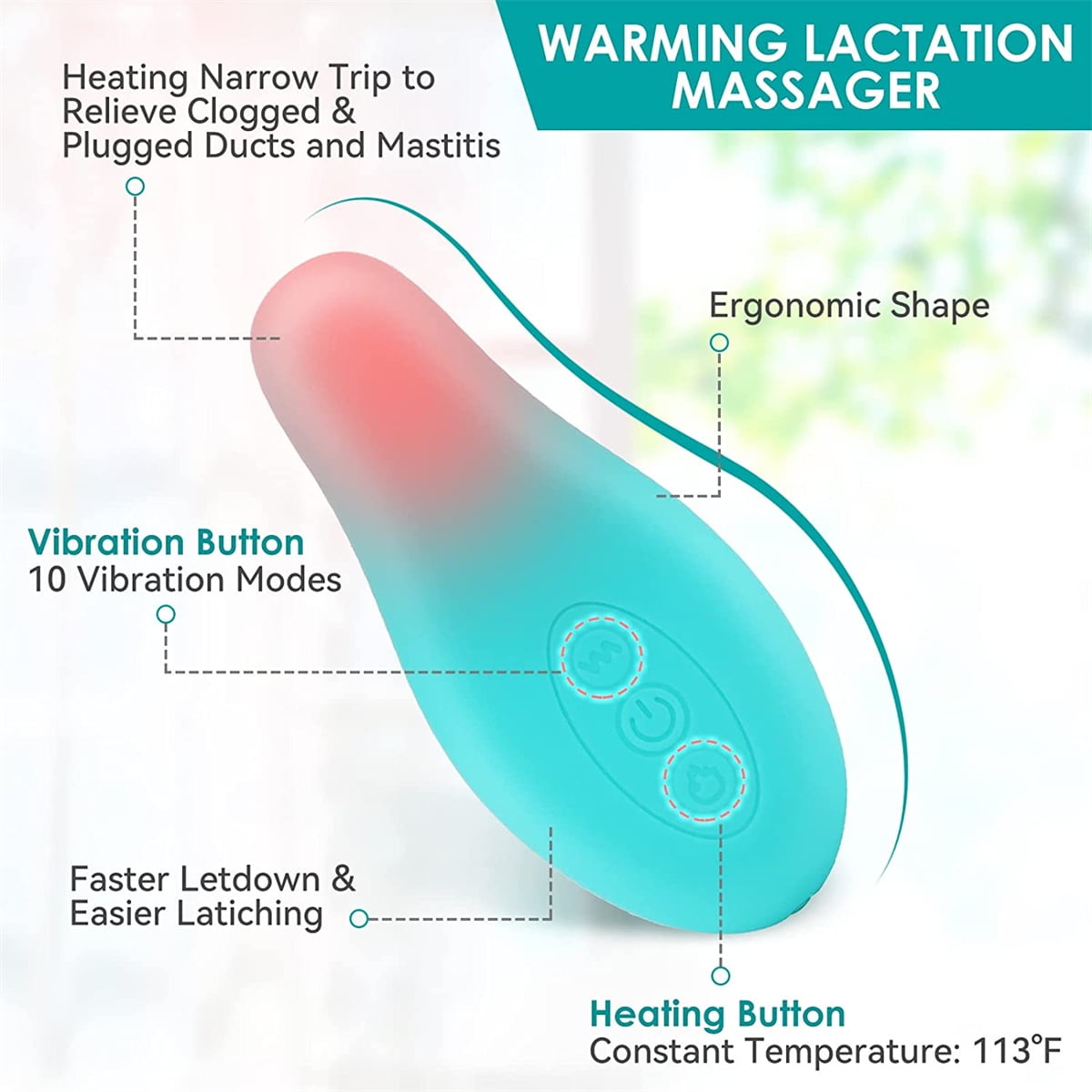 Warming Lactation Massager for Breastfeeding, QDD Heat and Vibration Breast  Massager Postpartum Essentials to Relieve Clogged Ducts, Improve Milk Flow,  Cyan 