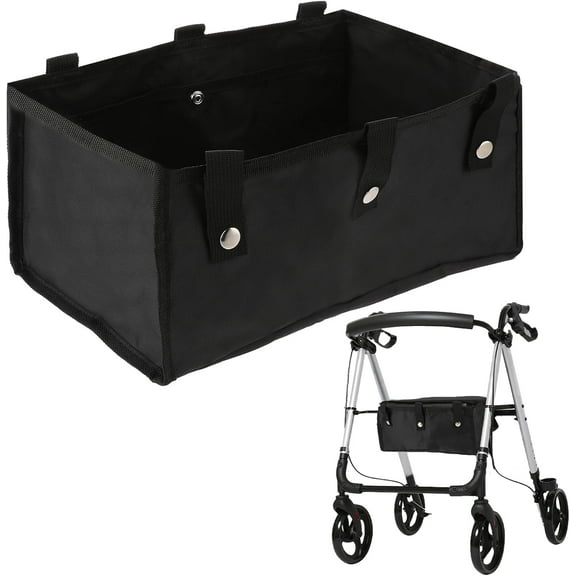 Rollator Basket Walker Under Seat Rollator Bag Black Walker Accessories Detachable Walker Organizer Storage Pouch Drive Walker Tray Reusable Rollator Accessories for Four Wheel Rollator