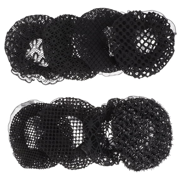 FENGGUIQU 8Pcs Elastic Black Hairnet Headwear Hair Bun Cover Durable cer Snood for Hair Decoration