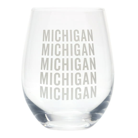 Michigan Repeating Grey 16 ounce Glass Wine Tumbler