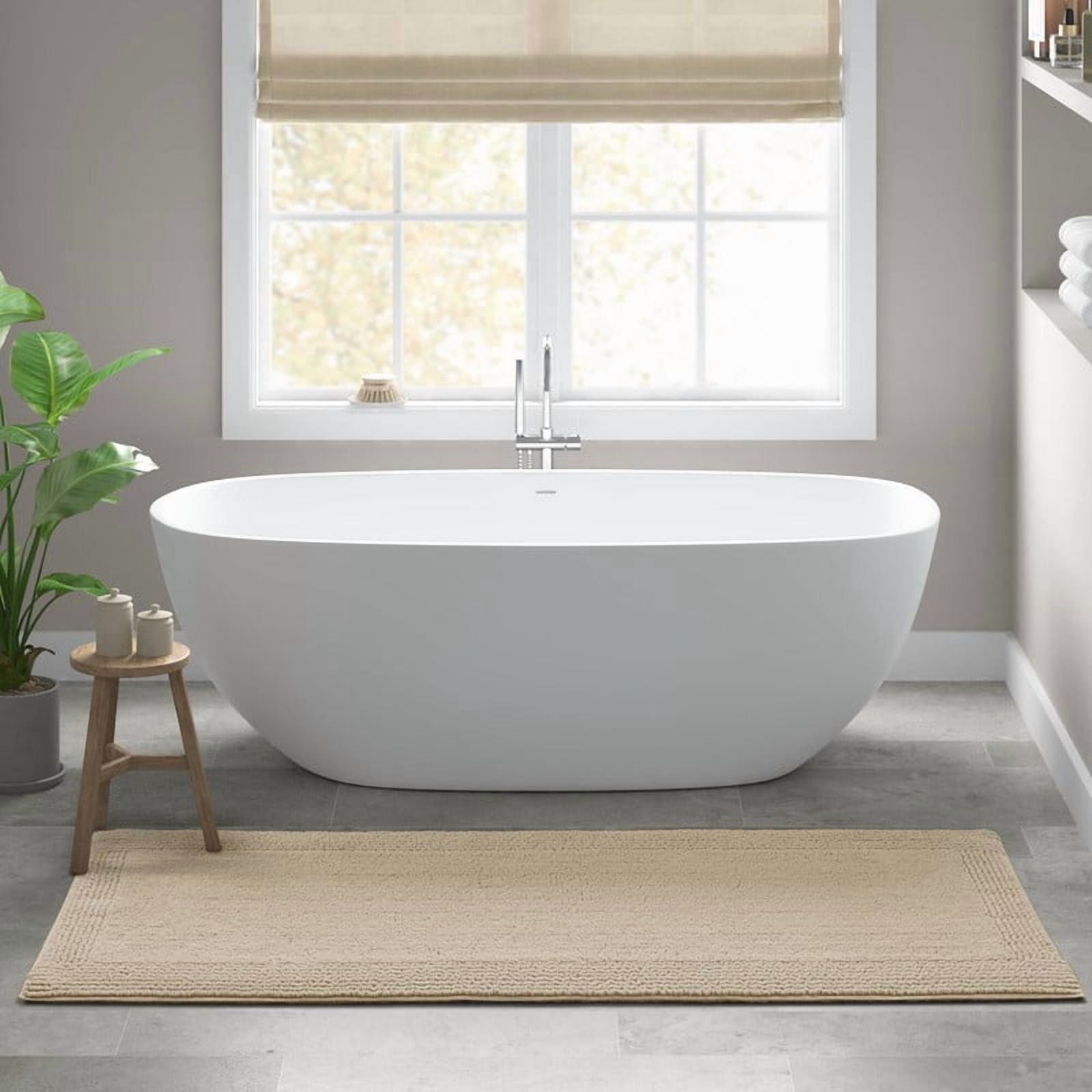 24x44 Inches Reversible Bath Rug, 100% Cotton 3000 GSM Tufted Bath Mat, Natural Luxury Soft Plush Bathroom Rug for Bathroom Shower Floor Home Decor