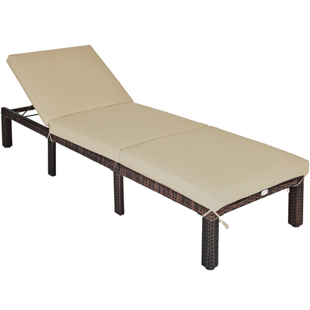 Aimee Lii Outdoor Rattan Adjustable Cushioned Chaise, Patio Loungers, Light Brown