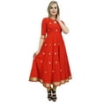 thumbnail image 6 of Atasi Readymade Designer Party Wear Indian Red Anarkali Suit Set Clothing - 8, 6 of 9